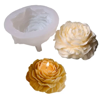 3D Большая свеча в виде цветка Пиона, силиконовая форма для цветения, Гипсовая Смола, мыло, Гипсовая смола, инструмент для выпечки тортов, украшение дома