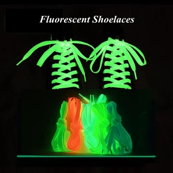 5 Цветов Светящиеся шнурки Плоские Подходят для любой обуви Флуоресцентные шнурки для вечеринок, ночных пробежек, шнурки унисекс, 1 пара