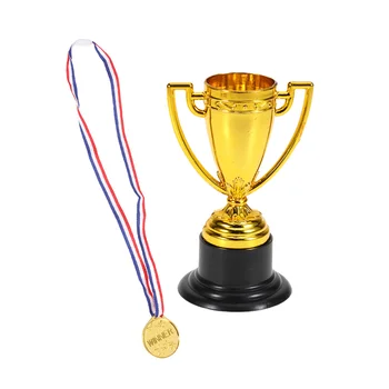 8шт Кубков для трофеев и 8шт медалей, трофеи, золотые металлические объемные трофеи и медали для выпускных вечеров, спортивных турниров,