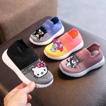 Sanrio hello kitty/ весенне-осенняя повседневная обувь; милые кроссовки kuromi; Летние сетчатые кроссовки для бега; Спортивная обувь My Melody;