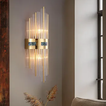 Современный хрустальный настенный светильник Роскошное внутреннее светодиодное бра Прикроватный настенный светильник для столовой гостиной туалета светильников для прохода по лестнице