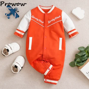 Prowow Бейсбол Футбол Детская одежда для мальчиков Оранжевая униформа в стиле пэчворк с буквами, комбинезон для новорожденных, одежда для младенцев Для мальчиков