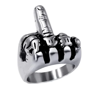 Мужские Байкерские Кольца Из нержавеющей Стали на Средний палец в стиле Хип-Хоп Панк для Мужчин и Женщин, Личные украшения, подарки для друзей.