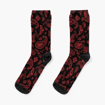 Носки с узором Пейсли красного цвета на черном, спортивная противоскользящая обувь, носки Мужские женские