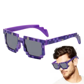 Пиксельные солнцезащитные очки 8-битные пиксельные солнцезащитные очки в пикселизированном стиле шахтера, пиксельные очки в пикселизированной тематике, солнцезащитные очки для детей и взрослых