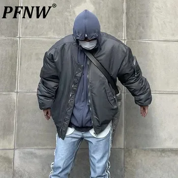 PFNW, Американские винтажные свободные куртки для Хай-стрит, хлопковое пальто, повседневные однотонные модные куртки в стиле панк, мужские утепленные 12Z7066