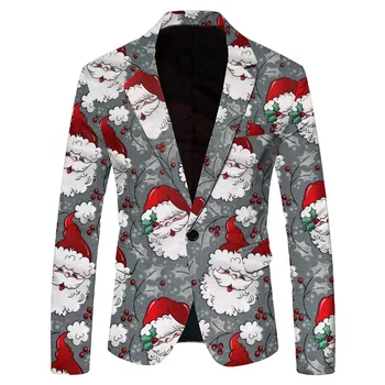 Осенне-зимний новый костюм с забавным 3D принтом, рождественский мужской повседневный костюм, многоцветный рождественский топ большого размера