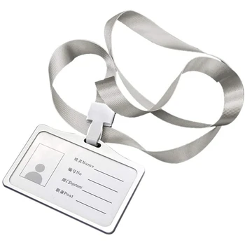Горизонтальный держатель удостоверения личности из алюминиевого сплава с шейкой на шнурке для женщин И мужчин, Держатели деловых рабочих карт