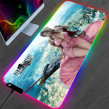 Сексуальная девушка аниме RGB коврик для мыши светодиодный светящийся ноутбук большой игровой ковер офисный резиновый нескользящий защитный коврик геймер большой настольный коврик