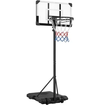 Переносное баскетбольное кольцо Easyfashion шириной 28 дюймов, регулировка высоты 7 '-8', черное/белое