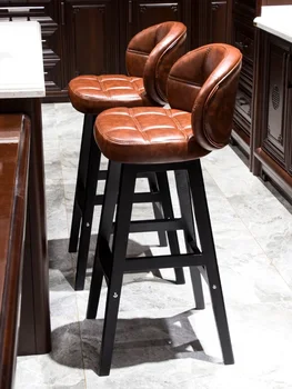Высокий табурет домашний стул барный стул из массива дерева легкий роскошный барный стол и стул современный минималистичный высокий табурет барный стул