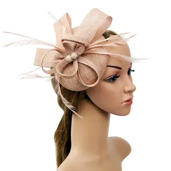 Женская Шляпа Чародей с цветочным пером, повязка на голову, Сетчатый головной убор для свадебной вечеринки, Банданы, повязки для волос, Аксессуары для волос