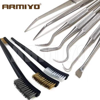 Armiyo 9 шт./компл. Оборудование для очистки ствола от нагара, грязи, нержавеющей стали, двухсторонний набор отмычек, Охотничья щетка для пистолета