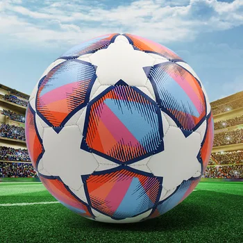 Футбольный мяч из искусственной кожи, сшитый машиной, Официальный размер для 5 взрослых, мяч для тренировок в помещении и на открытом воздухе, Износостойкий Водонепроницаемый нескользящий футбольный мяч