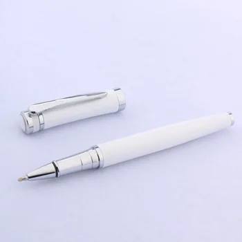 металлическая шариковая ручка 3035 чисто-белого цвета С Серебристой отделкой
