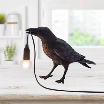 Современная настольная лампа Lucky Bird, Прикроватная тумбочка для спальни, Настольная лампа для гостиной, Креативное Животное из смолы, Живой Домашний Декор, Светильник