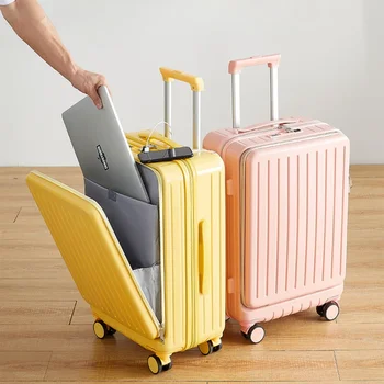 Многофункциональный чемодан с открывающейся передней частью, женский 20-дюймовый ручной чемодан, легкий кейс на тележке, простой дорожный сейф для багажа