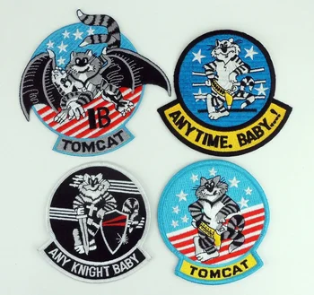 Четыре стиля нашивки истребительной эскадрильи ВМС США Tomcat на плечо, американский значок. НАШИВКА На куртке, выглаженная / ПРИШИТАЯ
