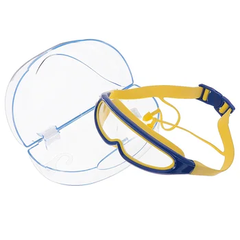 1 шт. Детские плавательные очки в большой оправе, водонепроницаемые противотуманные плавательные очки с затычкой для ушей (синие)