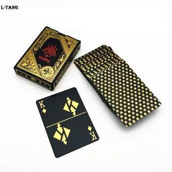 1 Колода пластиковых карт для покера, золотые, красные, Водонепроницаемые, Черные, Игральные карты, ПВХ Карты, подарок для домашней настольной игры, L468