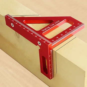 Линейка Инструмент для точной обработки древесины Макет для треугольного квадрата Измерительный алюминиевый сплав Высокая Торцовочная машина Плотник Инженер-транспортир