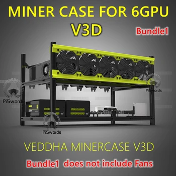 VEDDHA V3D 6 GPU Miner Mining Rig Алюминиевый Штабелируемый Корпус Под Открытым Небом Компьютерная Установка ETH Frame Rig Для Bitcoin Miner Kit