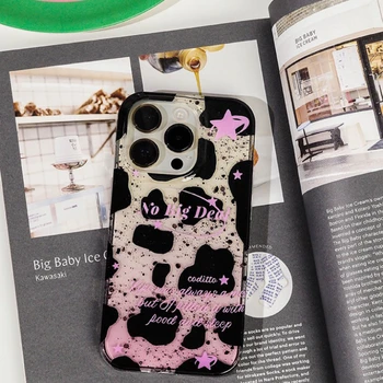 Модный двухслойный черно-розовый чехол для телефона с рисунком звезды для iPhone 14 13 12 11 Pro Max Plus Soft TPU Cove
