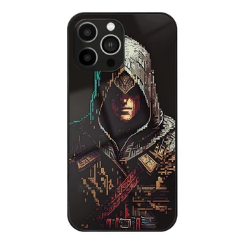 Стиль Арт Пиксель Чехол Для Телефона Стеклянный Для Iphone14 13 11 12 Pro Max Mini Xr X Xs 6 7 8 Plus Чехол Creed Assassins Assassin Ezio
