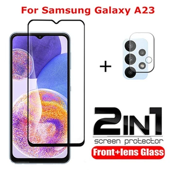 2в1 Закаленное Стекло Для Samsung Galaxy A23 Защитное Стекло для экрана камеры с полным покрытием Для Samsung A 23 A23 6,6 