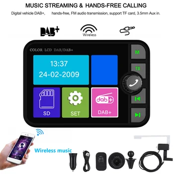 Стерео MP3-плеер с цветным ЖК-экраном 2,4 дюйма, адаптер для трансляции цифрового сигнала Bluetooth 5.0 DAB Радиоприемник для Европы