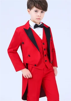 Официальный костюм для мальчика, детский костюм для вечеринки на фортепиано, детский смокинг, Рубашки, Брюки, галстук-бабочка, 4 шт.