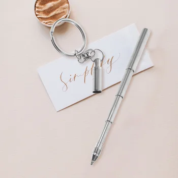 Брелок в форме выдвижной ручки Телескопическая ручка Инструмент для телескопической ручки Металлическое кольцо для ключей для мужского подарка (версия, щепка) 1шт
