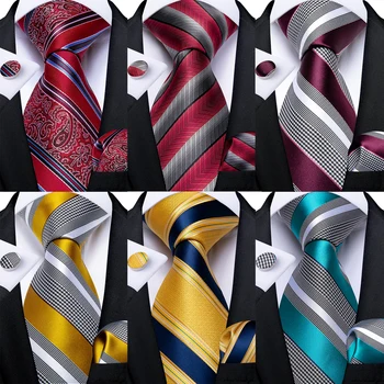 Классические мужские галстуки в полоску 8 см, 100% шелк, красный, синий, желтый, галстук, деловой свадебный галстук, подарок для мужчин, DiBanGu