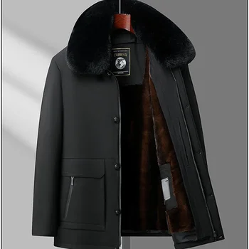 Зимняя мужская куртка из хлопка средней длины со съемной внутренней подкладкой для мужчин среднего возраста