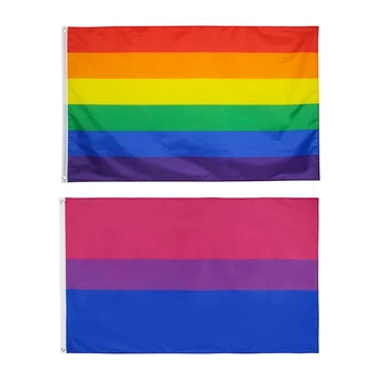 Полиэстер Большой Радужный Флаг Гордости Баннер с Латунными Втулками для ЛГБТК Гей Лесбийская Любовь Равная Поддержка 90*150 см /2,95 * 4,92 фута