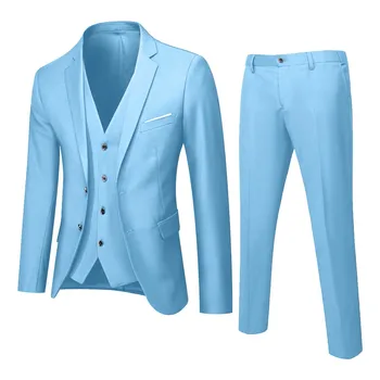 Мужской костюм, приталенный костюм из 2 предметов, деловой костюм для свадебной вечеринки, куртка, жилет и брюки, пальто
