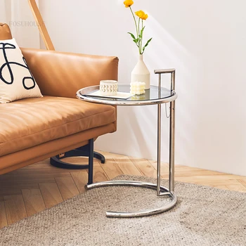Nordic Table Журнальные столики из нержавеющей стали Стеклянный стол для гостиной Чайный столик Простой диван Приставные столики для спальни Прикроватный столик