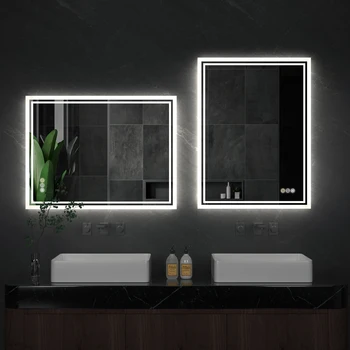 Зеркальный Туалетный столик для ванной Комнаты со Светодиодной Подсветкой, Противотуманный, С регулируемой яркостью, CRI90 +, Сенсорная кнопка, Водонепроницаемый, Горизонтальный / Вертикальный