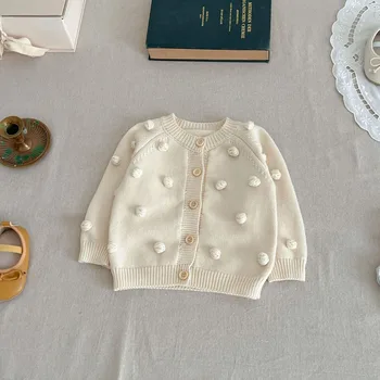 осенняя одежда для малышей 2023, детский свитер, кардиган жаккардовой вязки, весеннее пальто, кардиган с длинными рукавами для маленькой девочки