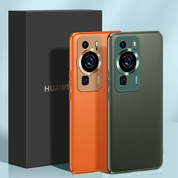 Роскошный кожаный чехол для Huawei P60 Pro с матовыми силиконовыми металлическими линзами, полностью защищающий чехол для телефона HuaweiP60 P60Pro Coque