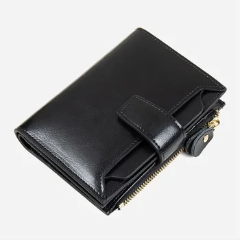 Винтажный кожаный женский кошелек с RFID-блокировкой и застежкой-молнией для монет большой емкости, роскошный дизайнерский дизайн