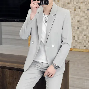 Мода 2022 года красивый модный высококачественный корейский вариант Тонкой широкой версии мужского костюма с открытыми плечами, топы, мужская куртка