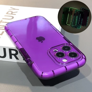 Летний Цветной светящийся чехол-бампер для телефона iPhone 13 11 12 Pro Max XS Max XR X 14Pro, полупрозрачная силиконовая противоударная задняя крышка