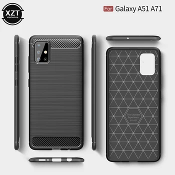Чехол для телефона Samsung Galaxy A71 A51 Чехол из углеродного волокна, нескользящий, ударопрочный, прочный гибкий бампер, тонкая мягкая оболочка