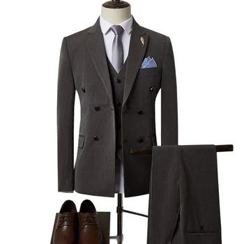 (Куртка + брюки + жилет), бутик, мужской костюм, деловой повседневный комплект из трех предметов, свадебное мужское платье, костюм, пальто, жилет, брюки