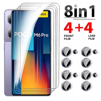 8To1 Стекло Для Xiaomi Poco M6 Pro 4G Закаленное Стекло PocoM6Pro PocoM6 Pro Poxo Little M6Pro 2024 6,67-дюймовый Протектор Экрана Камеры