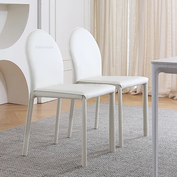 Обеденные стулья во французском кремовом стиле с круглой спинкой, кожаное обеденное кресло, домашний дизайнерский стул для кухни, легкое роскошное гостиничное кресло