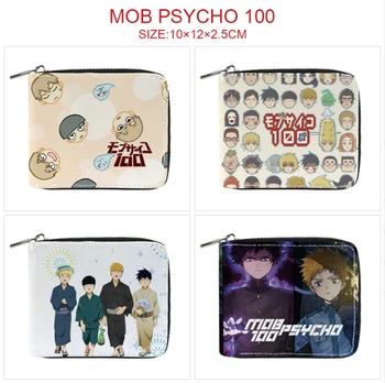 Кошелек с цветной печатью логотипа Anime Mob Psycho 100, кошелек для кредитных карт для мальчиков и девочек, Новый короткий кошелек на молнии, Дамский кошелек для мелочи
