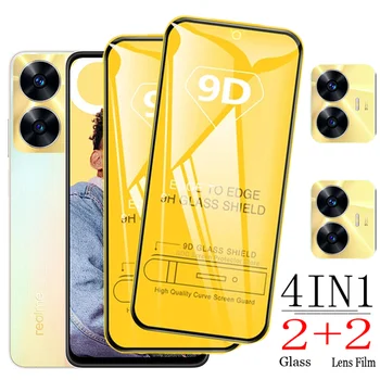4В1 9D Закаленное Стекло Для Realme C55 C53 C33 C3 C21Y C25 Защитная Пленка Для Экрана Камеры Realme 11 10 9 8 7 Pro Plus 9i 8i 7i Glass