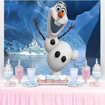 Disney Frozen Magic Милый Олаф Эльза Анна Фотография девочек Синий фон Индивидуальный продукт Фон для фото принцессы на День рождения